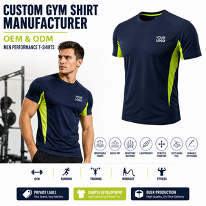 Men's Performance Gym Shirt Short Sleeve Quick Dry Breathable Moisture Wicking Lightweight Stretch Custom <b>Logo</b> - Product Image 1