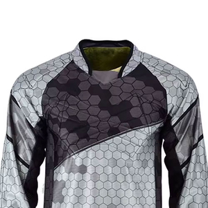 Camiseta de Paintball Sublimada Personalizada para Hombre, Manga Larga, Cuello en V, Secado Rápido, Ropa Deportiva, Camiseta de Equipo para Exteriores, Gris, Negro, Patrón Hexagonal - Product Image 3