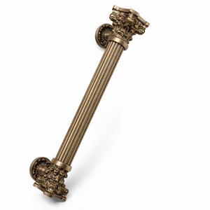 Poignée de porte en laiton massif de luxe, 36 pouces, finition or antique |   Poignée de porte d'entrée d'hôtel design colonne corinthienne moderne - Product Image 5