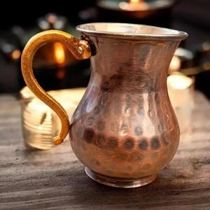 แก้วทองแดงโบราณแบบตอกลาย พร้อมหูจับทองเหลือง ขนาด 500 มล. แก้วเก็บความร้อนสุญญากาศสองชั้น สำหรับเบียร์ มอสโกมิวล์ บาร์ - Product Image 5