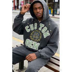 Sweat à capuche zippé brodé OEM personnalisé pour homme, coupe oversize streetwear en molleton, coupe classique, idéal pour l'automne - Product Image 3