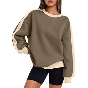 OEM Design personnalisé sweats pour femmes 100% coton uni couleur unie surdimensionné décontracté manches longues haut pour l'hiver - Product Image 2