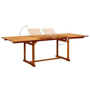 Table de jardin en bois d'acacia massif, mobilier d'extérieur naturel - Product Image 3