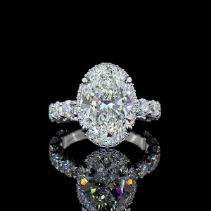 Bague de mariage et d'anniversaire en moissanite ovale de 5 carats certifiée IGI, diamant de laboratoire, grande pierre, grand accent de diamant, prix d'usine - Product Image 1