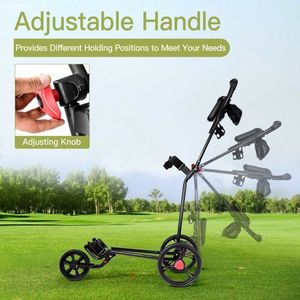 Carrello da Golf Pieghevole in Acciaio Resistente con Borsa a Rete, Carrello Portatile Comodo - Product Image 2