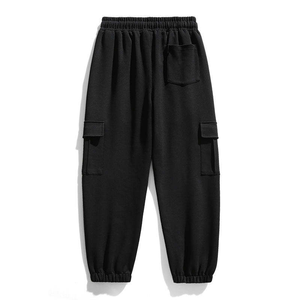 Pantalon de jogging cargo tricoté pour homme, couleur unie, taille mi-haute, taille élastique, coupe décontractée, coupe-vent, respirant, grandes poches, coupe ajustée à la cheville - Product Image 3