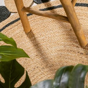 Natural Jute <b>Round</b> Area Rug Black Border Circle Design Hand Braided Floor <b>Carpet</b> Handmade Boho Living Room Bedroom Rug - Product Image 3