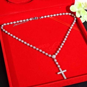 VVS Moissanite Diamond Rhodium Plated 925 Sterling Silver Luxury Hip Hop <b>Cross</b> <b>Pendant</b> Necklace For <b>Men</b> Women Unisex Bold Styles - Product Image 2