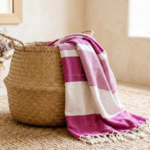 Manta de Sofá de Algodón con Rayas Finas Color Mostaza, 130x180 cm, Tejida a Mano con Flecos, para Interiores Rústicos, Bohemios y Naturales - Product Image 6