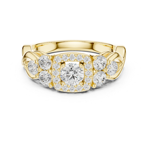 แหวนหมั้นเพชรทรงกลมทองคำโรสโกลด์ 14K สำหรับผู้หญิง |   เพชรที่เพิ่งเพาะเลี้ยง - Product Image 3