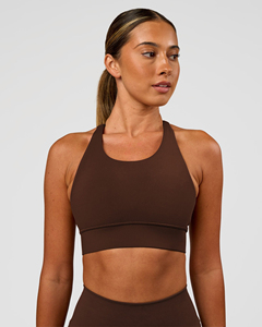 Women's Solid Color Seamless <b>Halter</b> Sports <b>Bra</b> Medium Support Yoga Fitness Scoop <b>Neck</b> Spandex Polyester Workout Top - Product Image 1