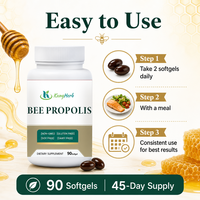 Kangherb OEM Extrait de Propolis d'Abeille Naturel Brut 90 Gélules Molles 1000mg Compléments Alimentaires Soutien Immunitaire et Énergétique pour Adultes