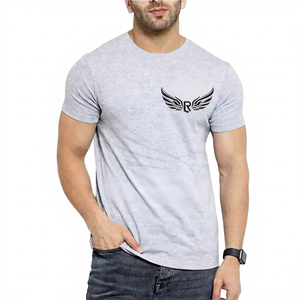Camiseta de Manga Corta Gris para Hombre con Logotipo R Alado, Corte Regular, Cuello Redondo, Diseño Casual con Estampado Frontal en Algodón - Product Image 1