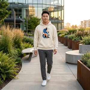 Sudadera con Capucha Personalizada con Gráfico Abstracto de Gato, Estilo Casual Urbano para Hombre, Sudadera con Capucha con Estampado Animal, OEM, ODM, Venta al Por Mayor - Product Image 4