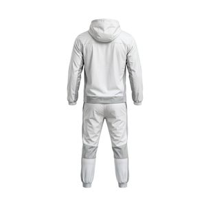 White Textured Stitching Hooded Full Zip Breathable Blank <b>Tracksuit</b> Breathable Jacket Pants Combo Lightweight <b>Tracksuits</b> - Product Image 3