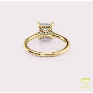 Elegant 925 <b>Sterling</b> <b>Silver</b> Moissanite Diamond Princess Cut <b>Ring</b> With Full Sparkling Side <b>Band</b> For Bridal Jewelry Retailers - Product Image 3