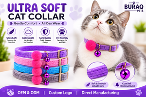 Ultra Soft Cat <b>Collar</b> OEM ODM Custom Logo Adjustable Velvet Kitten <b>Collar</b> with Bell Direct Manufacturer - Product Image 4