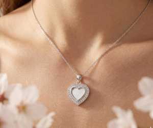Colgante con Bisel en Forma de Corazón de 10 mm, Plata de Ley 925, Colgante en Blanco con Zirconia, para Guardar Leche Materna, Cenizas o Resina, Joyería Conmemorativa - Product Image 2