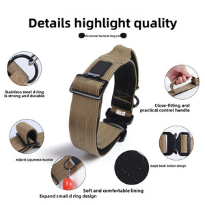 Nylon <b>Dog</b> <b>Collar</b> Heavy Duty Adjustable Padded Pet <b>Collar</b> with Control Handle Metal Buckle for Training Walking - Product Image 6