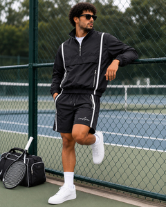 Personalized <b>Half</b>-<b>Zip</b> <b>Jacket</b> <b>Men</b> Athletic <b>Jacket</b> with Matching Shorts Set for Team Managers Club Officials Outdoor Activities - Product Image 3