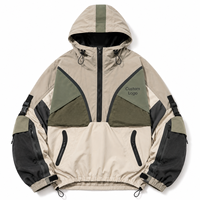 Veste Anorak d'hiver pour homme, coupe-vent technique imperméable, style streetwear, avec blocs de couleur, demi-zip et poignets ajustables, vente en gros