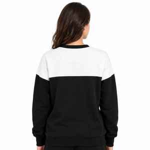 Sudadera de Mujer con Bloques de Color, Cuello Redondo, Corte Regular, Estampado de Letras en Blanco y Negro, Tejido de Algodón para Otoño - Product Image 2
