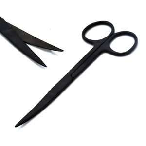 Ciseaux en acier inoxydable de qualité médicale 14,5 cm, pour gaucher, à lame coupante/arrondie, courbés, pour dissection manuelle, certifiés CE - Product Image 1