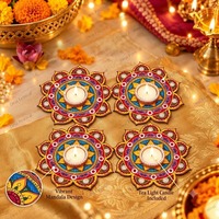 Décoration artisanale indienne pour Diwali et anniversaires, motif mandala vibrant en forme de fleur, en métal durable, écologique et tendance