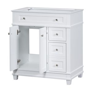 Mobile bagno autoportante da 30 pollici senza lavabo, 2 cassetti a chiusura ammortizzata, struttura in legno massello, mobili bagno gratuiti - Product Image 4