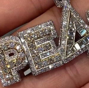 Nouveau design, pendentifs en moissanite plaqués or, livraison rapide, diamant taille baguette, pendentif hip-hop en argent 925 - Product Image 2