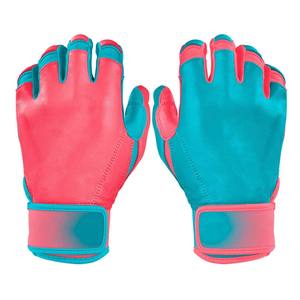 ถุงมือซอฟต์บอลแบบข้อมือสั้น ดีไซน์สีสันสดใส พร้อมสายรัดแบบตีนตุ๊กแก  ถุงมือเบสบอลหนัง Cabretta แบบกำหนดเองได้ - Product Image 1