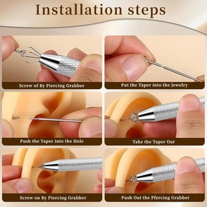 <b>Piercing</b> Taper Ball Grabber Tool for Changing Jewelry Stainless Steel Flat Back Earring Applicator <b>Piercing</b> <b>Kit</b> for EarNose - Product Image 5