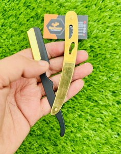 <b>Single</b> Edge Shaving <b>Blades</b> Light Weight Professional Safety High Grade Stainless Steel Straight Edge Barber <b>Razor</b> (Gold Plated) - Product Image 4