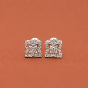 S925 <b>Sterling</b> <b>Silver</b> Moissanite Butterfly <b>Stud</b> <b>Earrings</b> with Round Diamond Detailing and Openwork Design - Product Image 1