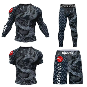 Camiseta y Pantalones Deportivos Ajustados Unisex, Transpirables, Antibacterianos, de Poliéster/Spandex, para Fisicoculturismo, MMA, Rashguard - Product Image 6