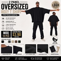 Camiseta Extra Grande de Corte Cuadrado y Tejido Grueso de 300 g/m² |   Camiseta Urbana de 2 Paneles |   Camiseta Personalizada con Estampado 3D en Relieve para Hombre, Venta al por Mayor OEM
