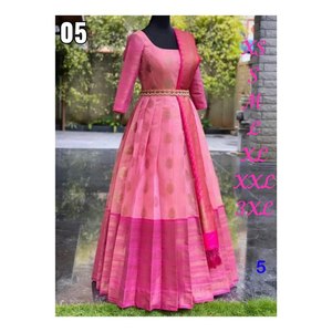 VESTIDO DE TRABAJO DE JACQUARD DE ALGODÓN DE DISEÑADOR CON DUPATTA ROSA - Product Image 1