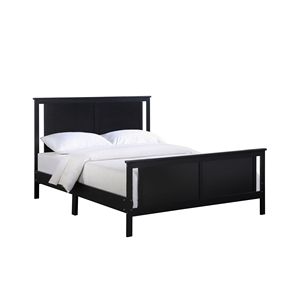 Letto Matrimoniale Connelly con Pannello Reversibile Nero/Noce Vintage, Letti in Legno Artigianali - Product Image 4