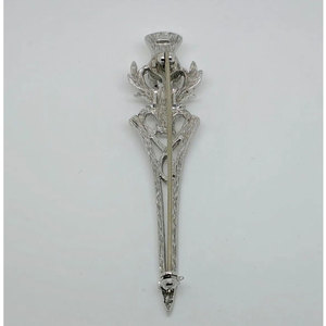 Broche de metal plateado con diseño de cardo escocés vintage y imitación de amatista, hecho con metal de alta calidad para kilt de tartán. - Product Image 5
