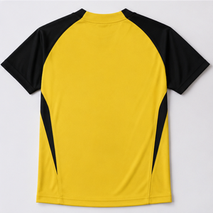 เสื้อยืดคอกลมแขนยาวแบบแร็กแลนสีเหลืองดำสำหรับผู้ชาย ทรงพอดีตัว แห้งเร็ว มีโลโก้ด้านหน้า ผ้าถัก - Product Image 5