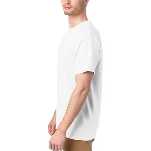 T-shirt en coton blanc uni pour homme, manches courtes, col rond, coupe classique, couleur unie, best-seller, en solde. - Product Image 4