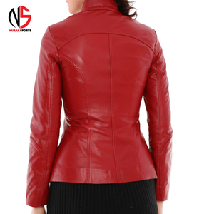 Blouson Moto Homme en Cuir PU Rouge, Col Mandarin, Imperméable, Respirant, Coupe-Vent, Hiver, Teint Uni, Décontracté et Élégant – Meilleure Vente - Product Image 5