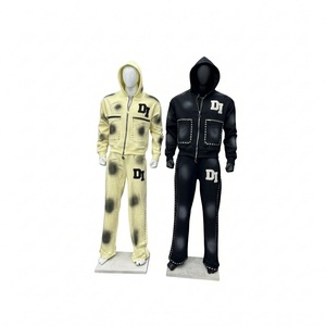 Chándal con cremallera y bordado en relieve personalizado a la moda, bajo precio, estilo único, efecto descolorido por el sol, precio de fábrica. - Product Image 1