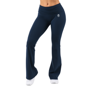 กางเกงเลกกิ้งเอวสูงทรงขาบานสำหรับผู้หญิง ผ้าเนื้อยืด กระชับสัดส่วน เหมาะสำหรับโยคะ ออกกำลังกาย ฟิตเนส ควบคุมหน้าท้อง ใส่สบาย กระชับรูปร่าง - Product Image 1