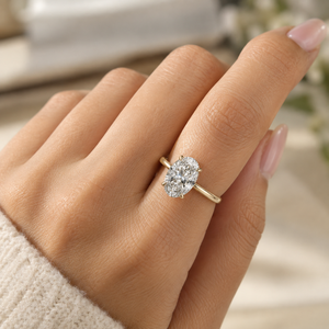 Anillo Solitario de Diamante Cultivado en Laboratorio, Corte Ovalado, en Oro Rosa de 14K, para Mujer - Product Image 3
