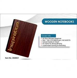 Le carnet présente une couverture en bois foncé et riche, avec des lettres verticales en relief de style bloc, qui lisent « Inspiration ». - Product Image 2