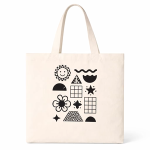 300gsm Cotton <b>Canvas</b> Tote Bag Open Long Handle Reusable Eco Shopping Bag Custom logo Minimalist <b>Abstract</b> Print Durable Grocery - Product Image 1