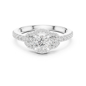 แหวนแต่งงานเพชรทรงกลมเพาะเลี้ยงในห้องปฏิบัติการทองคำขาว 14K สำหรับผู้หญิง |   เพชรที่เพิ่งเพาะเลี้ยง - Product Image 1