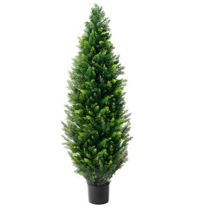 Set di 2 Alberi Artificiali di Cedro Topiario Alti 48 Pollici, Pino Finto in Plastica con Foglie Extra, Piante Sempreverdi Finte in Vaso - Product Image 6