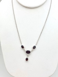 Sterling Silver Garnet Blue Topaz Drop Necklace Elegant Gemstone Jewelry Women Gift Handmade Wholesale Supplier - Product Image 3